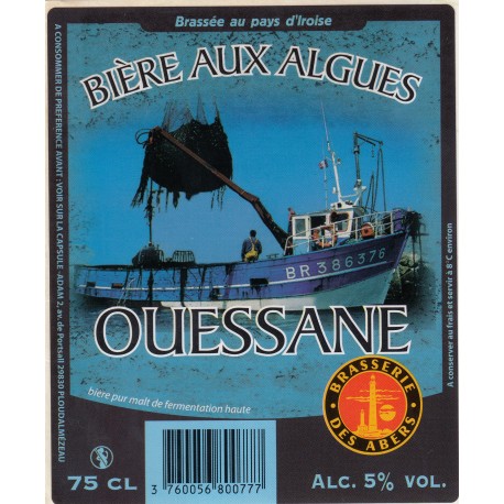 Etiquette de bière - Ouessane - Bière aux algues - 2L