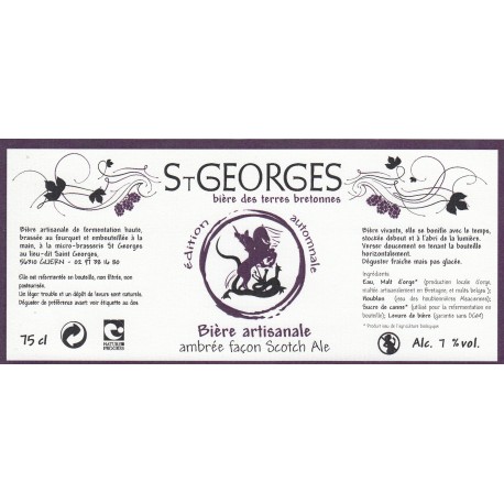 Etiquette de bière - St-Georges - ambrée - 75cl