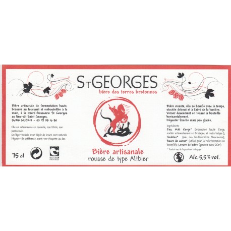 Etiquette de bière - St-Georges - rousse - 75cl