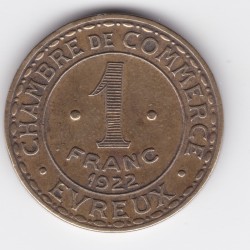 Monnaie de nécessité - 1 Franc - Chambre de Commerce d'Évreux - 1922