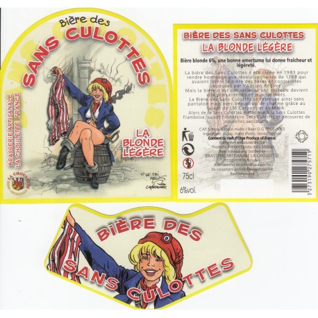 Etiquette de bière - Bière des sans culottes - La blonde légère