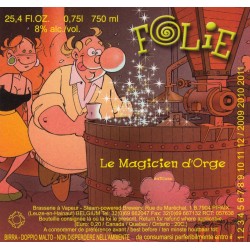 Etiquette de bière - Folie - Le magicien d'orge - 10 X 9,5 cm