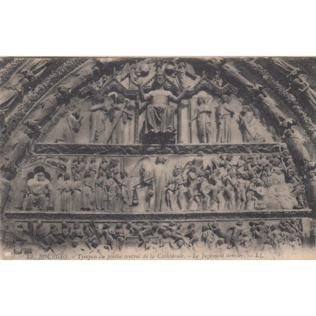 Carte postale - Bourges - Tympan du porche central de la cathédrale