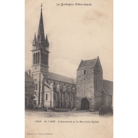 Carte postale - Saint-Cast - L'ancienne et la nouvelle église