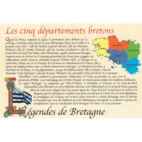 Carte postale - Les cinq départements bretons