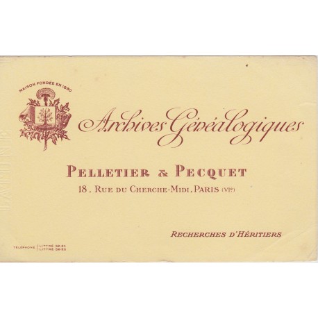 Buvard - Archives généalogiques Pelletier et Pecquet