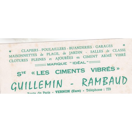 Buvard - Sté Les ciments vibrés - Guillemin-Rambaud - Vernon